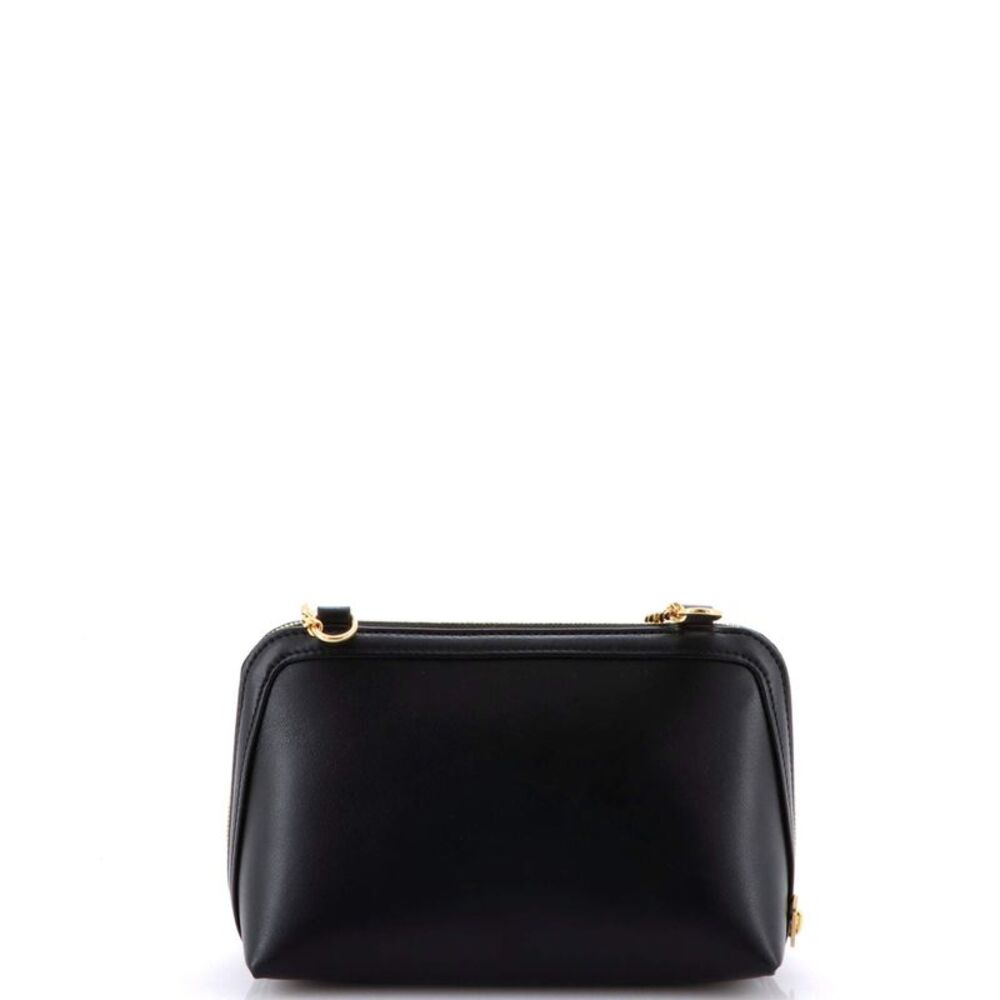 Celine Cuir Triomphe Zip Around Chain Clutch Leather Black - Picture 3 of 6